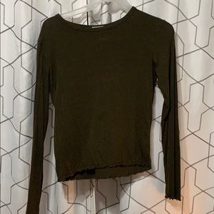 Army Green ruffle bottom long sleeve